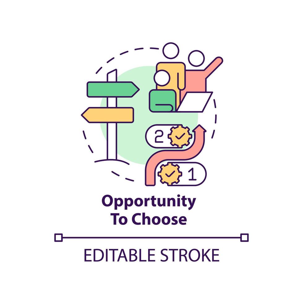 Opportunity to choose concept icon. Decide and control. Reason for participation abstract idea thin line illustration. Isolated outline drawing. Editable stroke. vector