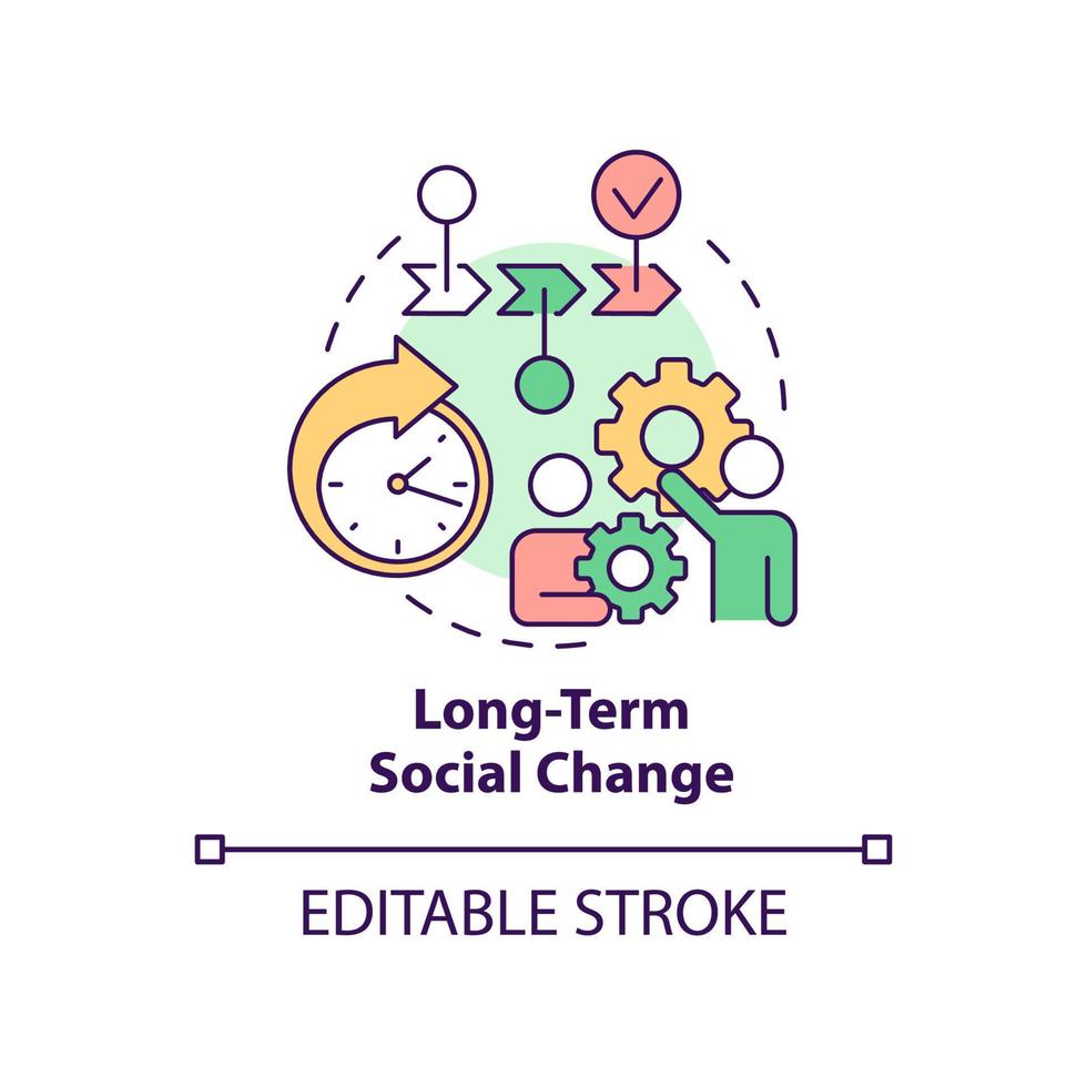 Long term social change concept icon. Institutionalization. Reason for participation abstract idea thin line illustration. Isolated outline drawing. Editable stroke. vector