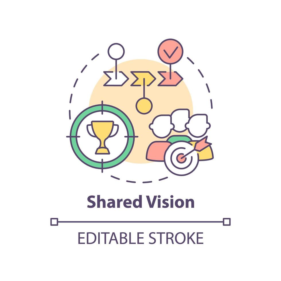 Shared vision concept icon. Common goals and opinion. ILAP principle abstract idea thin line illustration. Isolated outline drawing. Editable stroke. vector