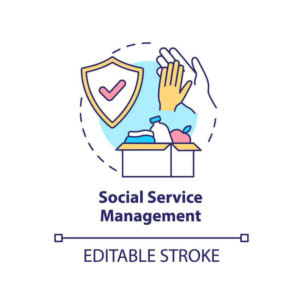 Social service management concept icon. Social planning organizes abstract idea thin line illustration. Isolated outline drawing. Editable stroke. vector