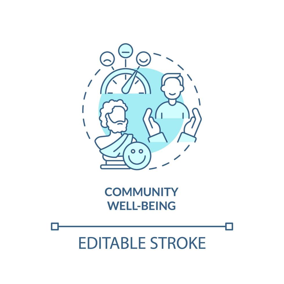 Community well-being turquoise concept icon. Local citizens . Conservation policy abstract idea thin line illustration. Isolated outline drawing. Editable stroke. vector