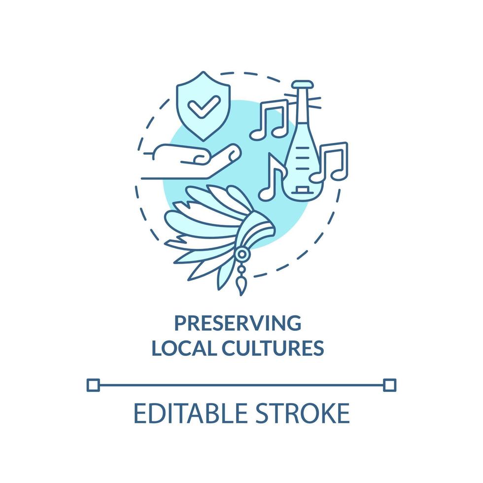 Preserving local cultures turquoise concept icon. Heritage conservation policy abstract idea thin line illustration. Isolated outline drawing. Editable stroke. vector