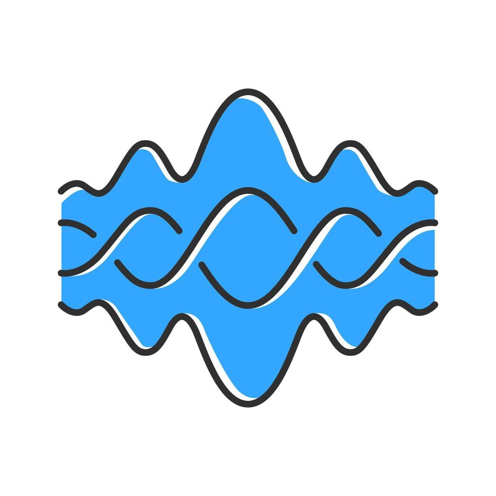 Abstract fluid overlapping waves color icon. Music, melody rhythm. Digital soundwave, flowing waveform. Sound volume, dj equalizer curve. Noise, vibration amplitude level. Isolated vector illustration