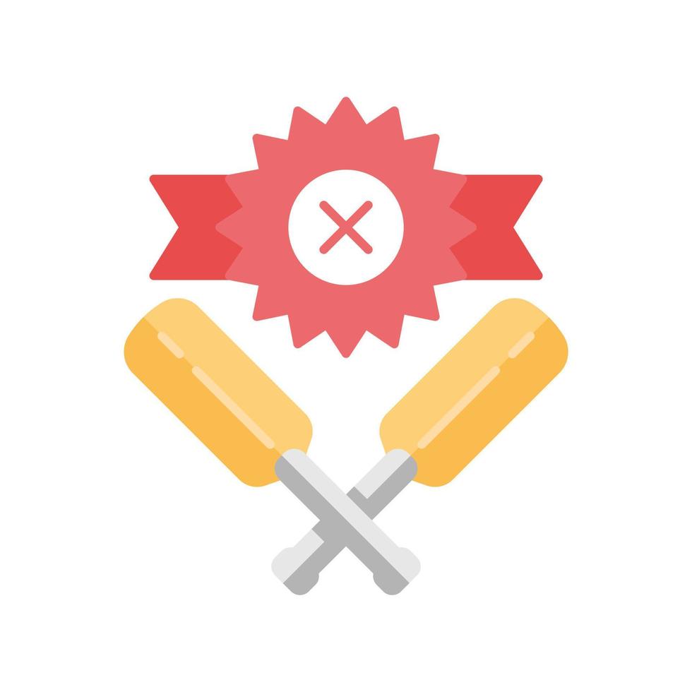 Cricket defeat flat design long shadow color icon. Total game result. Championship loss. Loser mark, crossed bats. Game over. End of play. Match draw. Sports activity. Vector silhouette illustration