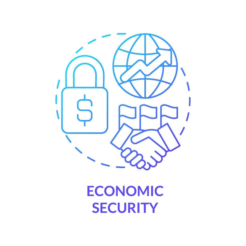 icono de concepto de gradiente azul de seguridad económica. comercio y finanzas. dimensión de la ilustración de línea delgada de idea abstracta de seguridad nacional. dibujo de contorno aislado. vector