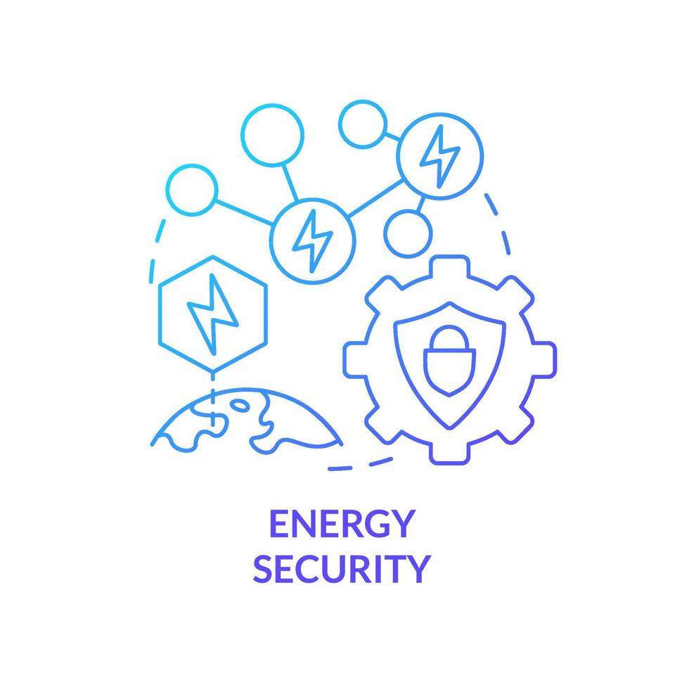 icono de concepto de gradiente azul de seguridad energética. seguridad de los sistemas de potencia. programa de protección nacional idea abstracta ilustración de línea delgada. dibujo de contorno aislado. vector