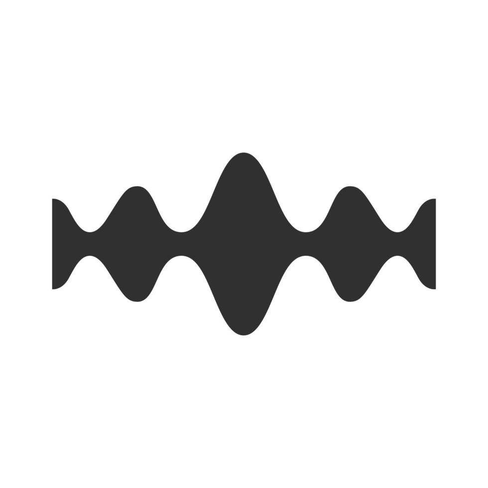 Fluid wave glyph icon. Silhouette symbol. Flowing wavy lines. Music rhythm, soundwave. Equalizer, sound volume abstract curve. Audio, stereo frequency. Negative space. Vector isolated illustration