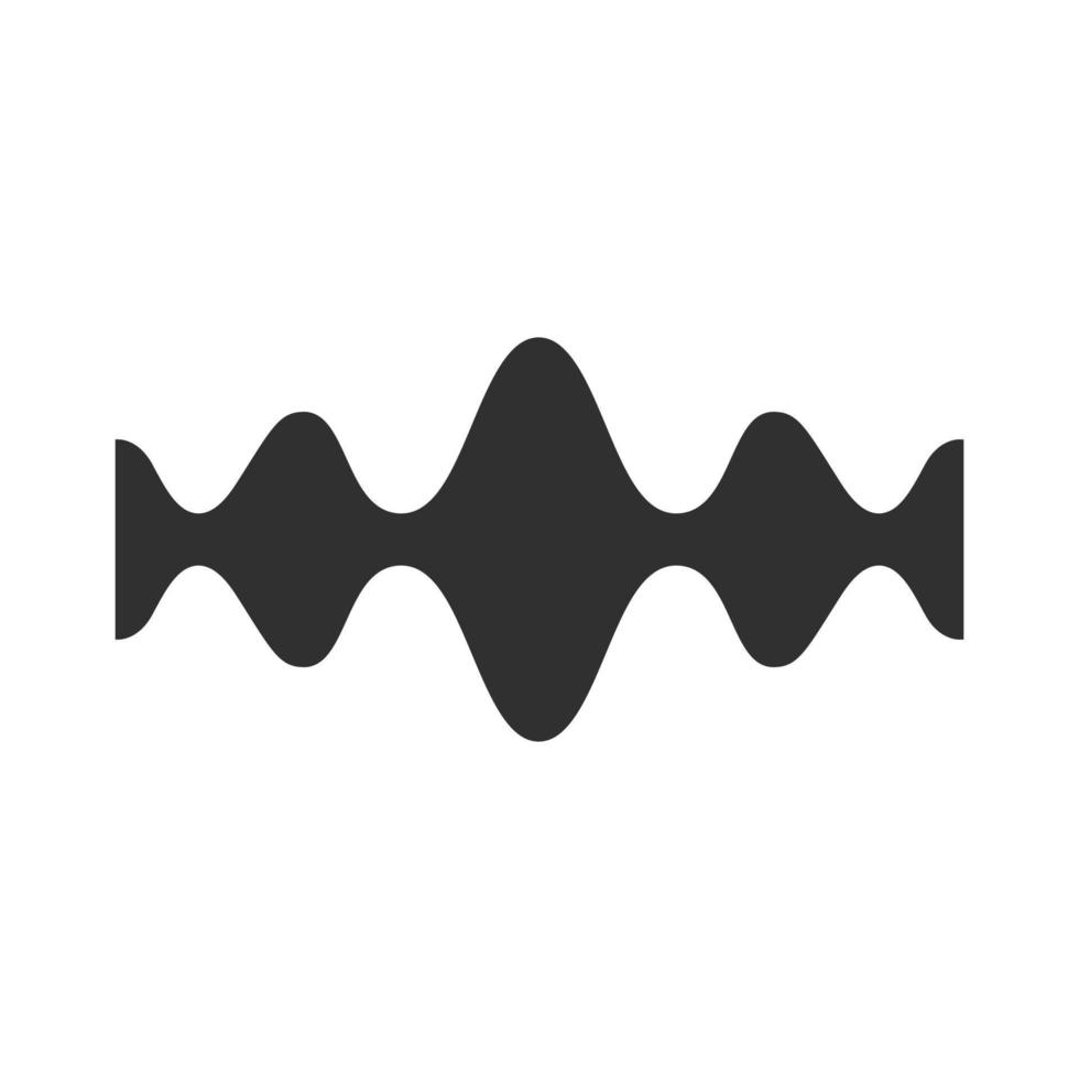 Fluid wave glyph icon. Silhouette symbol. Flowing wavy lines. Music rhythm, soundwave. Equalizer, sound volume abstract curve. Audio, stereo frequency. Negative space. Vector isolated illustration