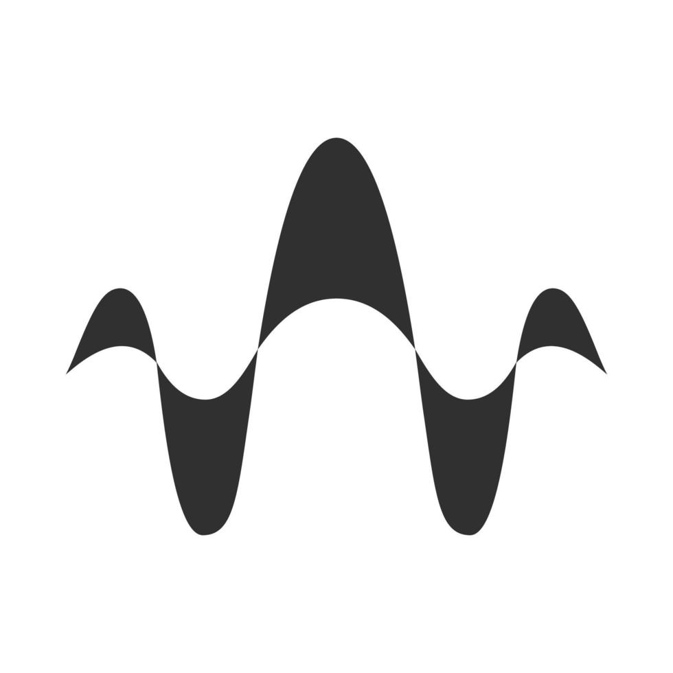 Abstract overlapping waves glyph icon. Silhouette symbol. Sound, audio, music rhythm lines. Vibration, noise amplitude level. Abstract digital soundwave. Negative space. Vector isolated illustration