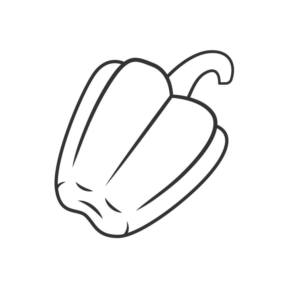 Bell pepper linear icon. Sweet bulgarian pepper. Agriculture plant. Vegetable farm. Vegan food. Thin line illustration. Contour symbol. Vector isolated outline drawing. Editable stroke
