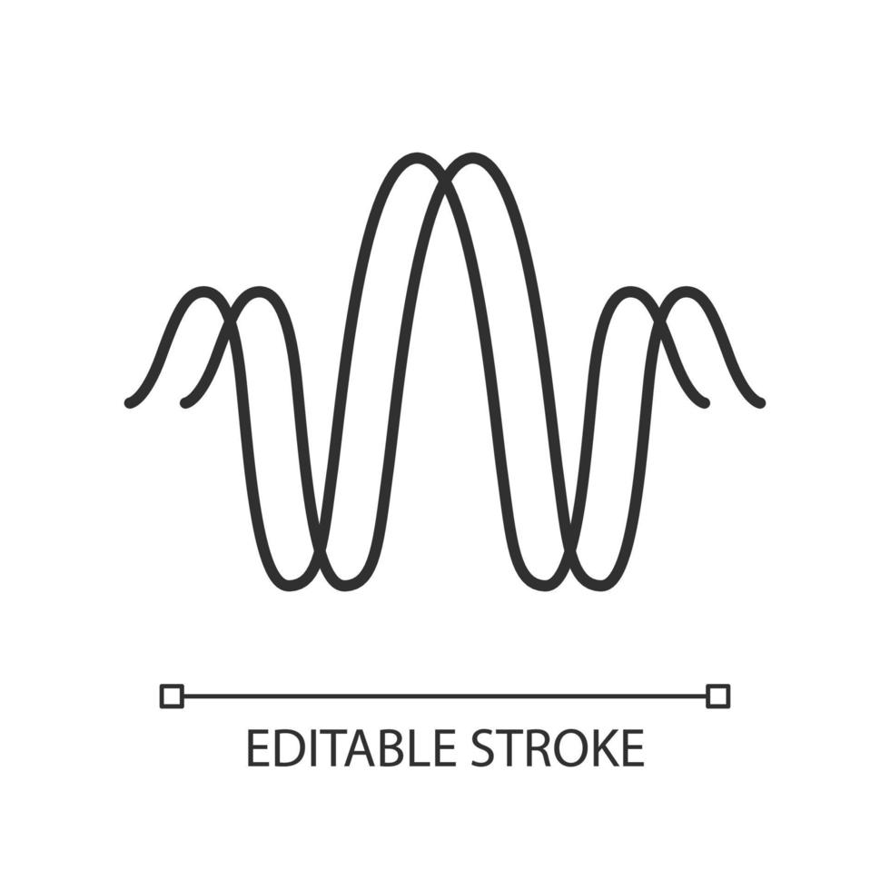 Parallel sound wave linear icon. Thin line illustration. Digital soundwave. Radio signal logotype. Soundtrack, music playing frequency. Contour symbol. Vector isolated outline drawing. Editable stroke