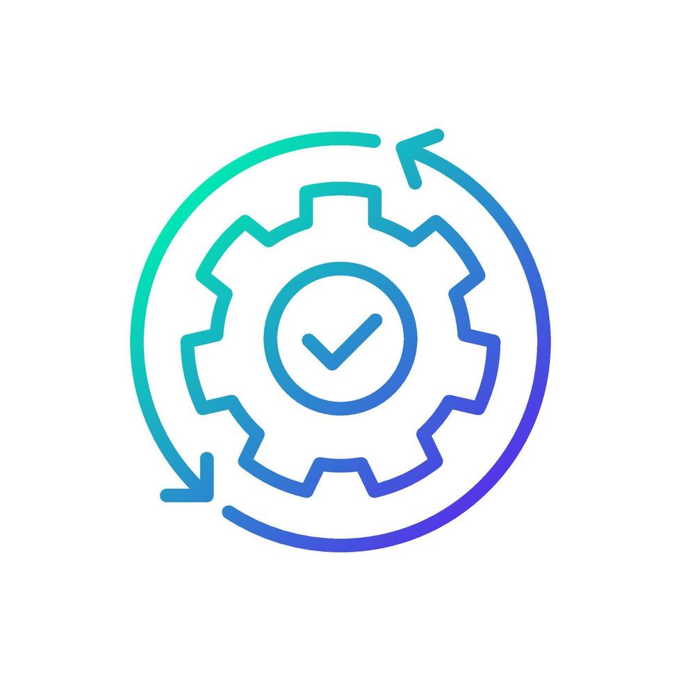 Automation gradient linear vector icon. Manufacturing process. Boosting efficiency. Replacing manual labor. Thin line color symbol. Modern style pictogram. Vector isolated outline drawing