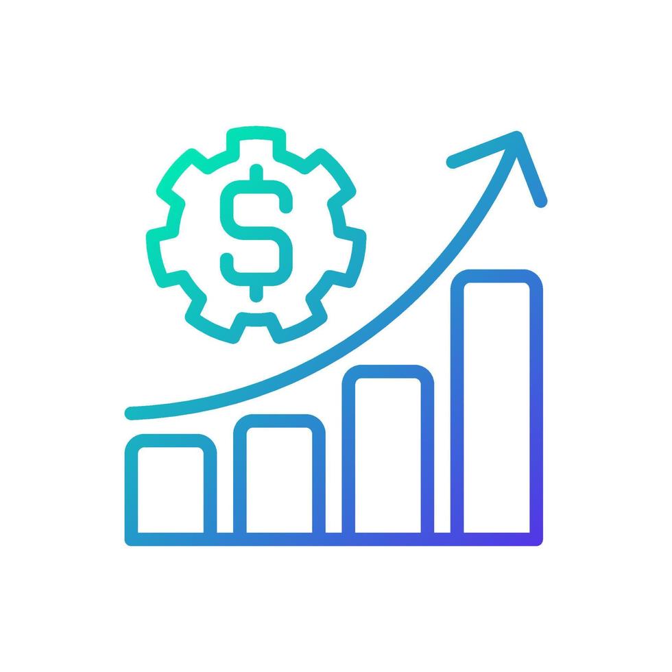 Budget gradient linear vector icon. Estimated revenue. Tracking income and expenses. Organizing finances. Thin line color symbol. Modern style pictogram. Vector isolated outline drawing