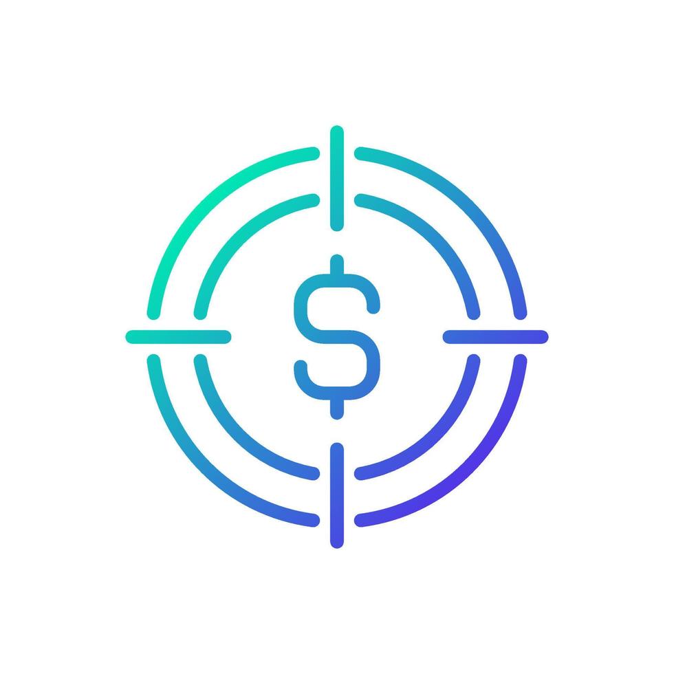 Financial goal gradient linear vector icon. Money management. Investment target. Setting budget. Finance roadmap. Thin line color symbol. Modern style pictogram. Vector isolated outline drawing