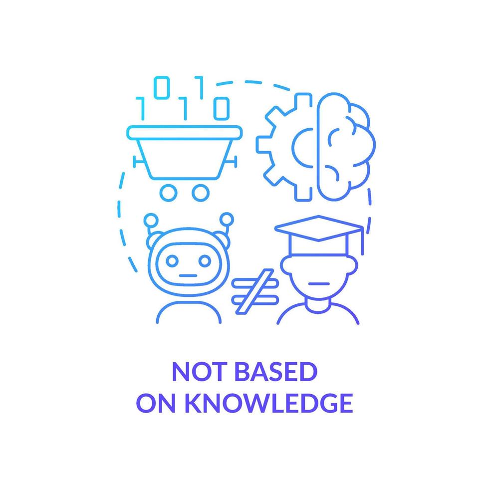 Not based on knowledge blue gradient concept icon. Artificial intelligence. Drawback of machine learning abstract idea thin line illustration. Isolated outline drawing. vector