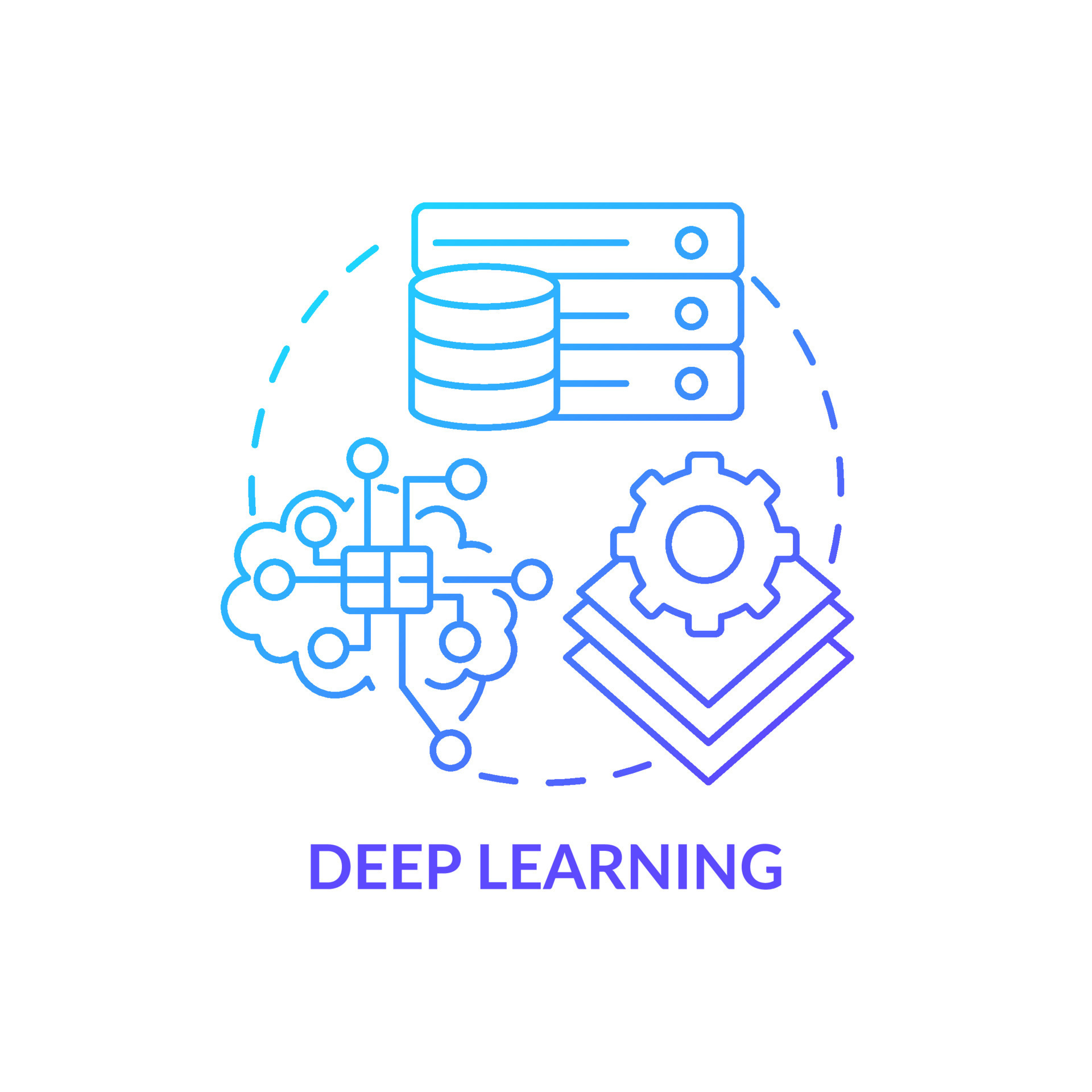 Deep learning blue gradient concept icon. Excessive amount of data ...