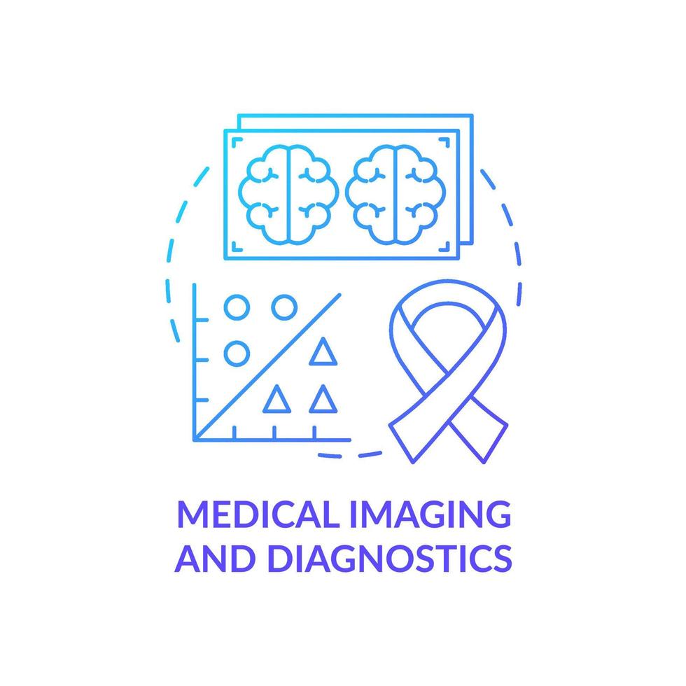 imagen médica y diagnóstico icono de concepto de gradiente azul. inteligencia artificial. aprendizaje automático idea abstracta ilustración de línea delgada. dibujo de contorno aislado. vector