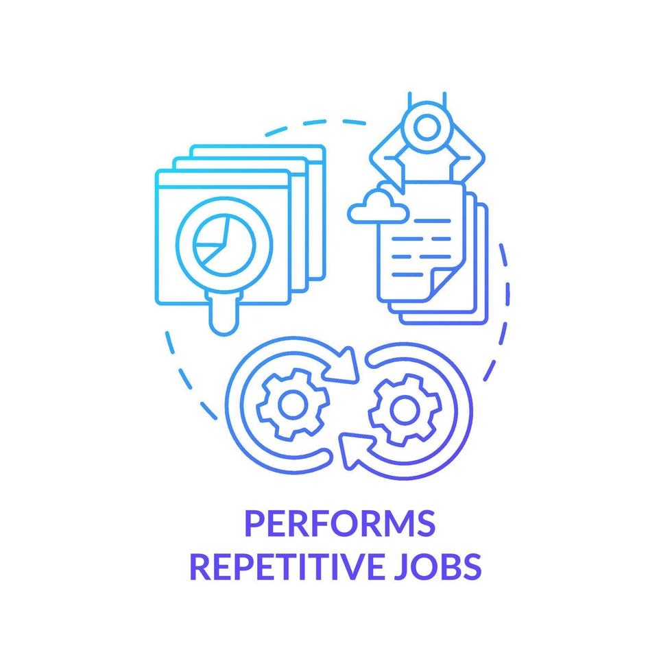 realiza trabajos repetitivos icono de concepto de gradiente azul. sistema automático. inteligencia artificial ventaja idea abstracta ilustración de línea delgada. dibujo de contorno aislado. vector