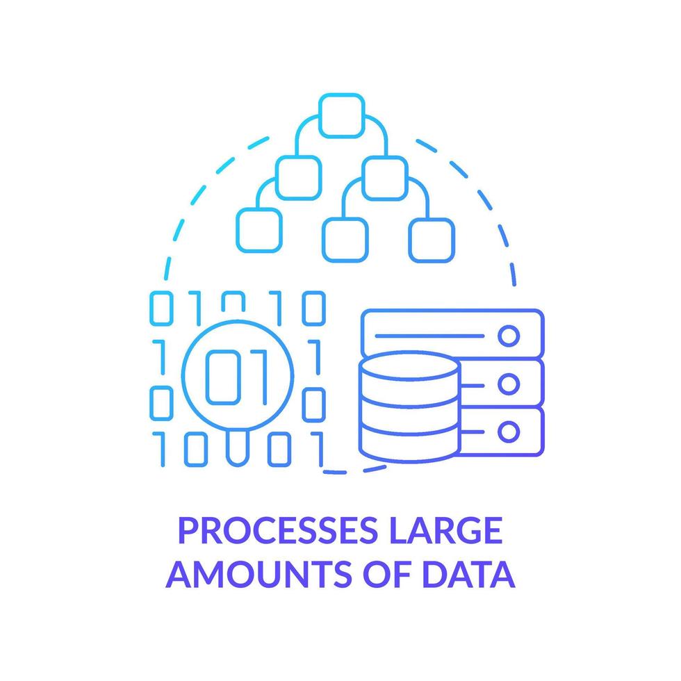 procesa grandes cantidades de datos icono de concepto de gradiente azul. inteligencia artificial ventaja idea abstracta ilustración de línea delgada. dibujo de contorno aislado. vector