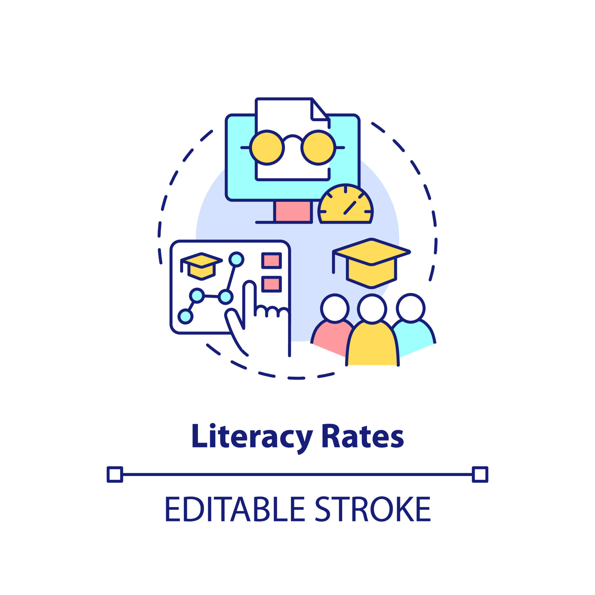 Literacy rates concept icon. International cooperation. Measure of