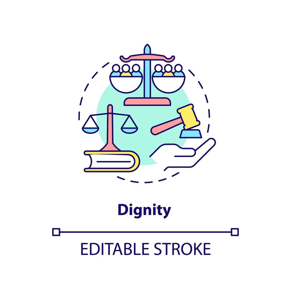 Dignity concept icon. Human rights. International cooperation concept abstract idea thin line illustration. Isolated outline drawing. Editable stroke. vector