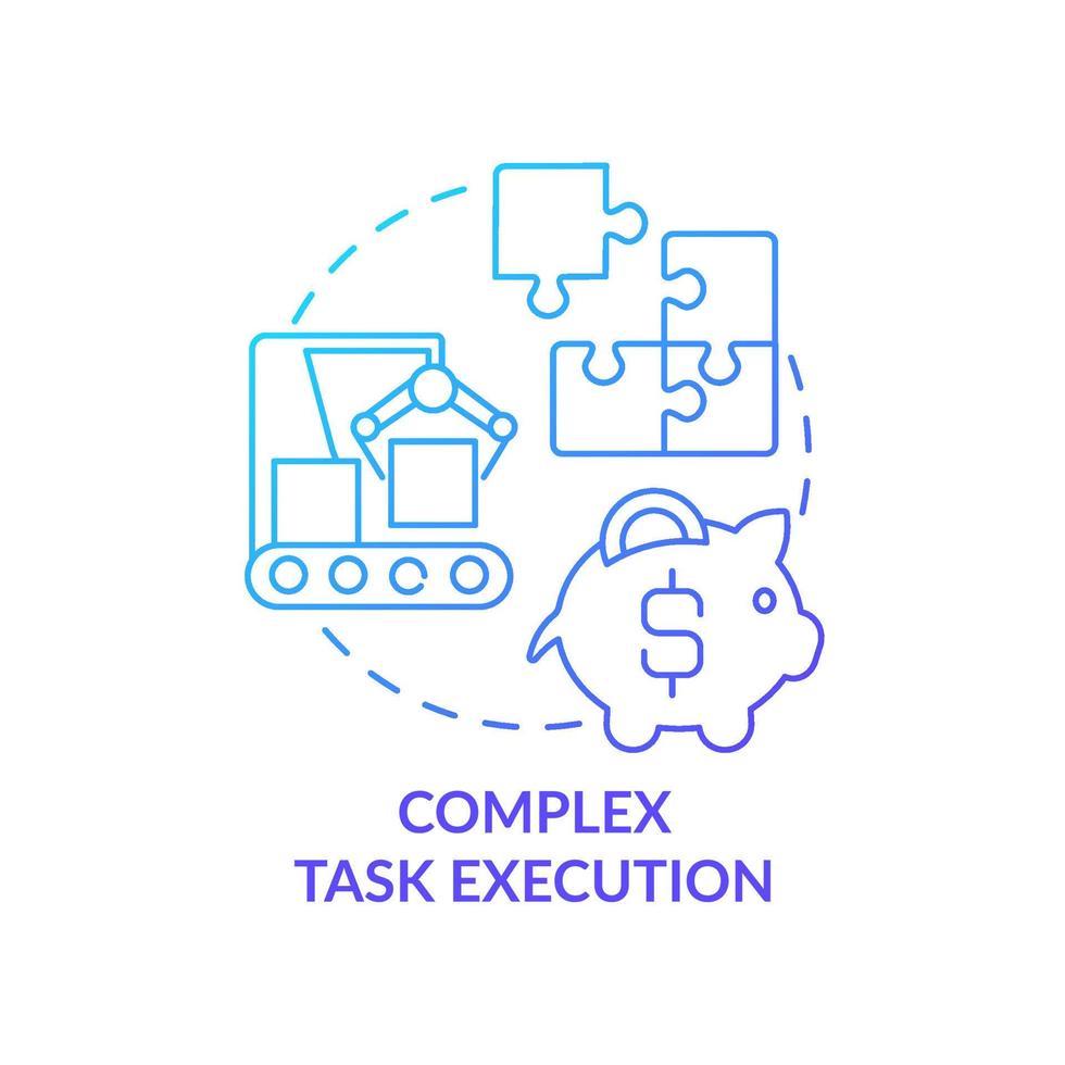 Icono de concepto de gradiente azul de ejecución de tareas complejas. sistema automático. inteligencia artificial ventaja idea abstracta ilustración de línea delgada. dibujo de contorno aislado. vector