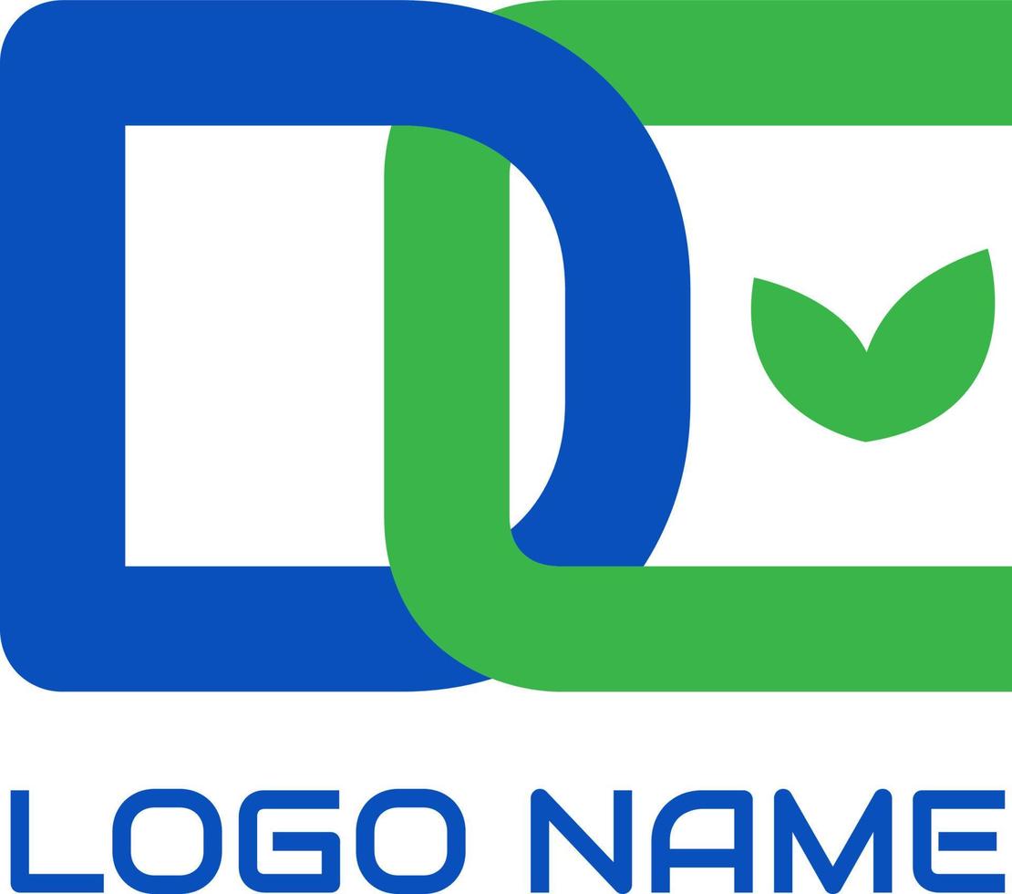 DC initial logo with leaf free vector