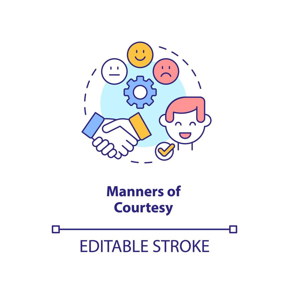 Manners of courtesy concept icon. Social norms. Etiquette category abstract idea thin line illustration. Isolated outline drawing. Editable stroke. vector