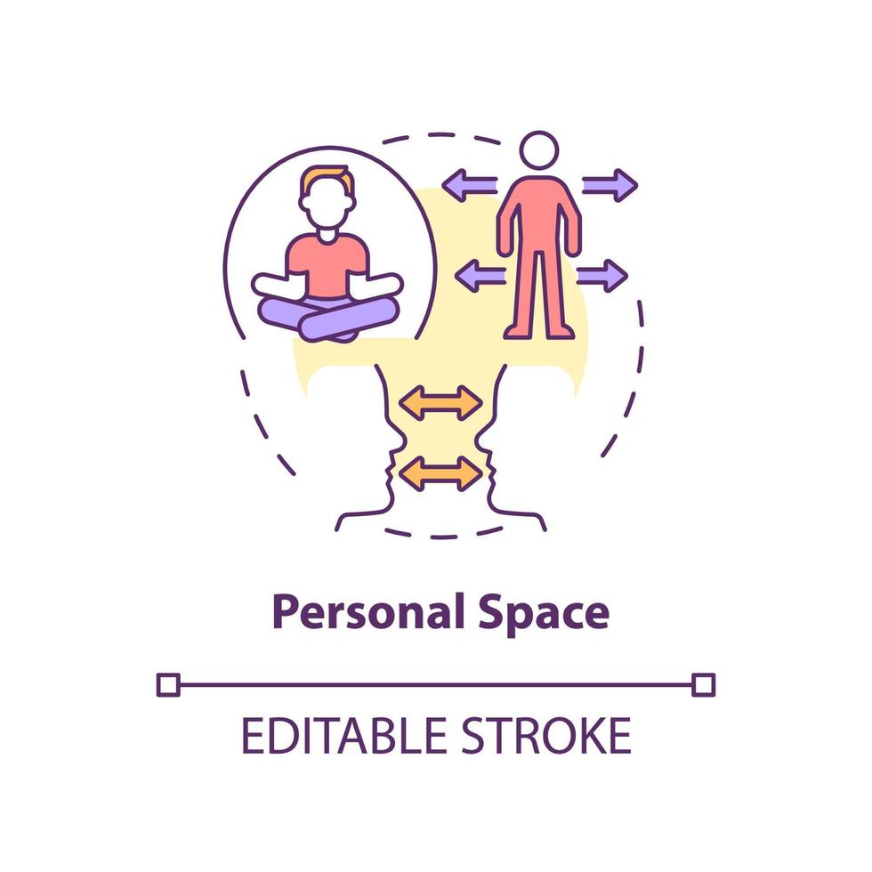 Personal space concept icon. Keep distance. Comfort zone. Social etiquette abstract idea thin line illustration. Isolated outline drawing. Editable stroke. vector