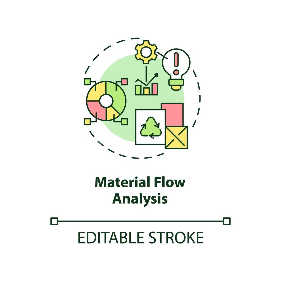 Material flow analysis concept icon. Method of industrial ecology abstract idea thin line illustration. Isolated outline drawing. Editable stroke. vector