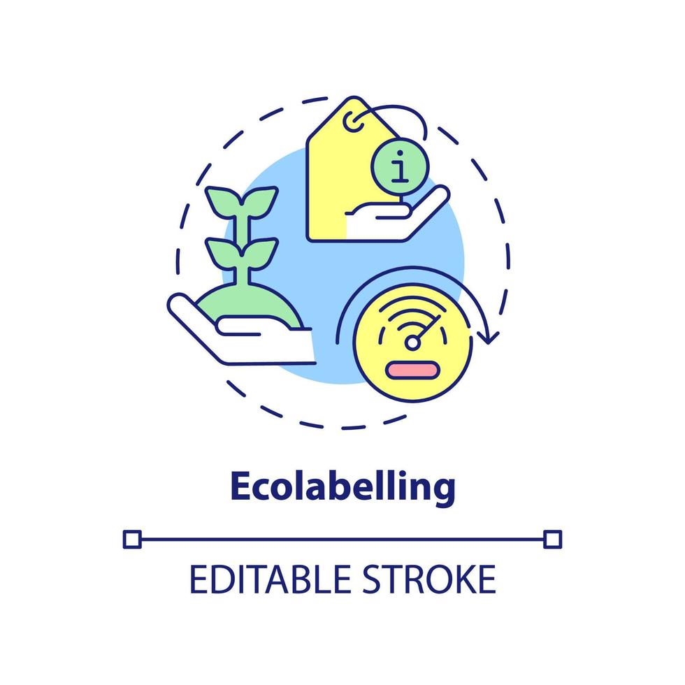 Ecolabelling concept icon. Sustainability standard. Tool of industrial ecology abstract idea thin line illustration. Isolated outline drawing. Editable stroke. vector