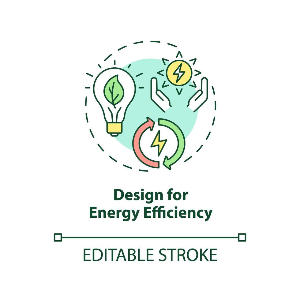 Design for energy efficiency concept icon. Power consumption. Industrial ecology abstract idea thin line illustration. Isolated outline drawing. Editable stroke. vector