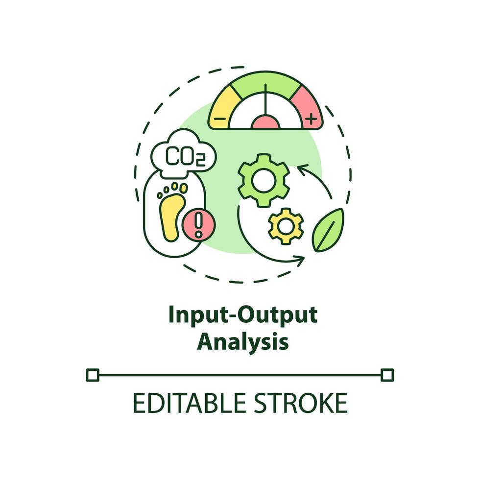 icono de concepto de análisis de entrada y salida. investigación científica. método de ecología industrial idea abstracta ilustración de línea delgada. dibujo de contorno aislado. trazo editable. vector