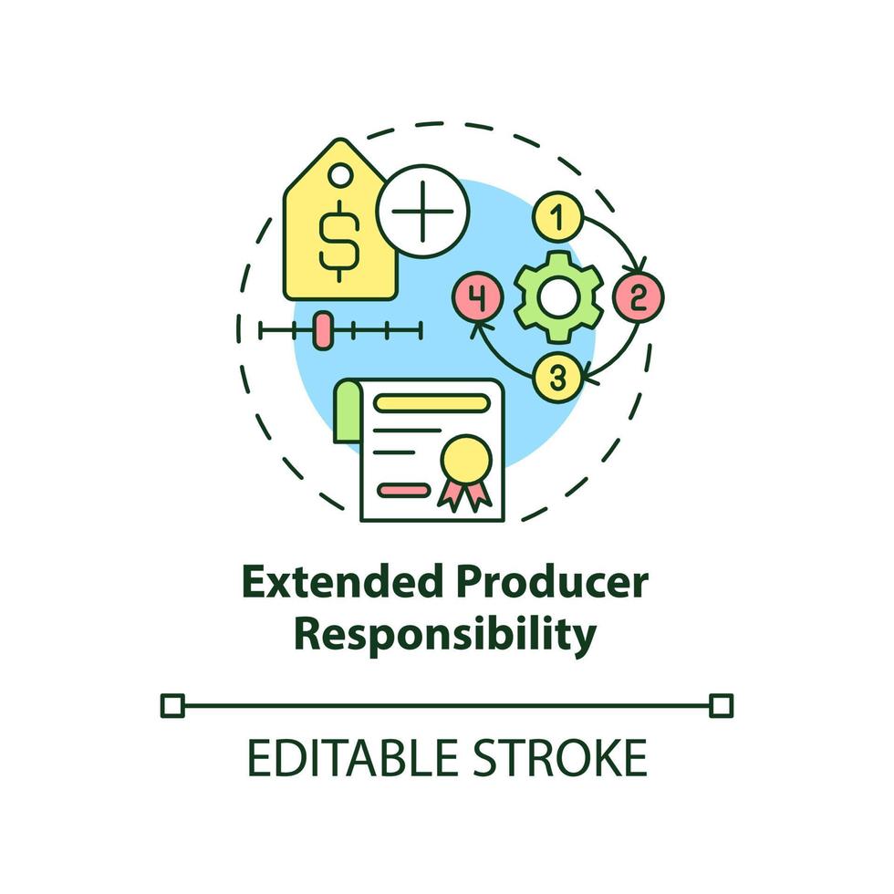 icono del concepto de responsabilidad extendida del productor. área de ecología industrial idea abstracta ilustración de línea delgada. dibujo de contorno aislado. trazo editable. vector