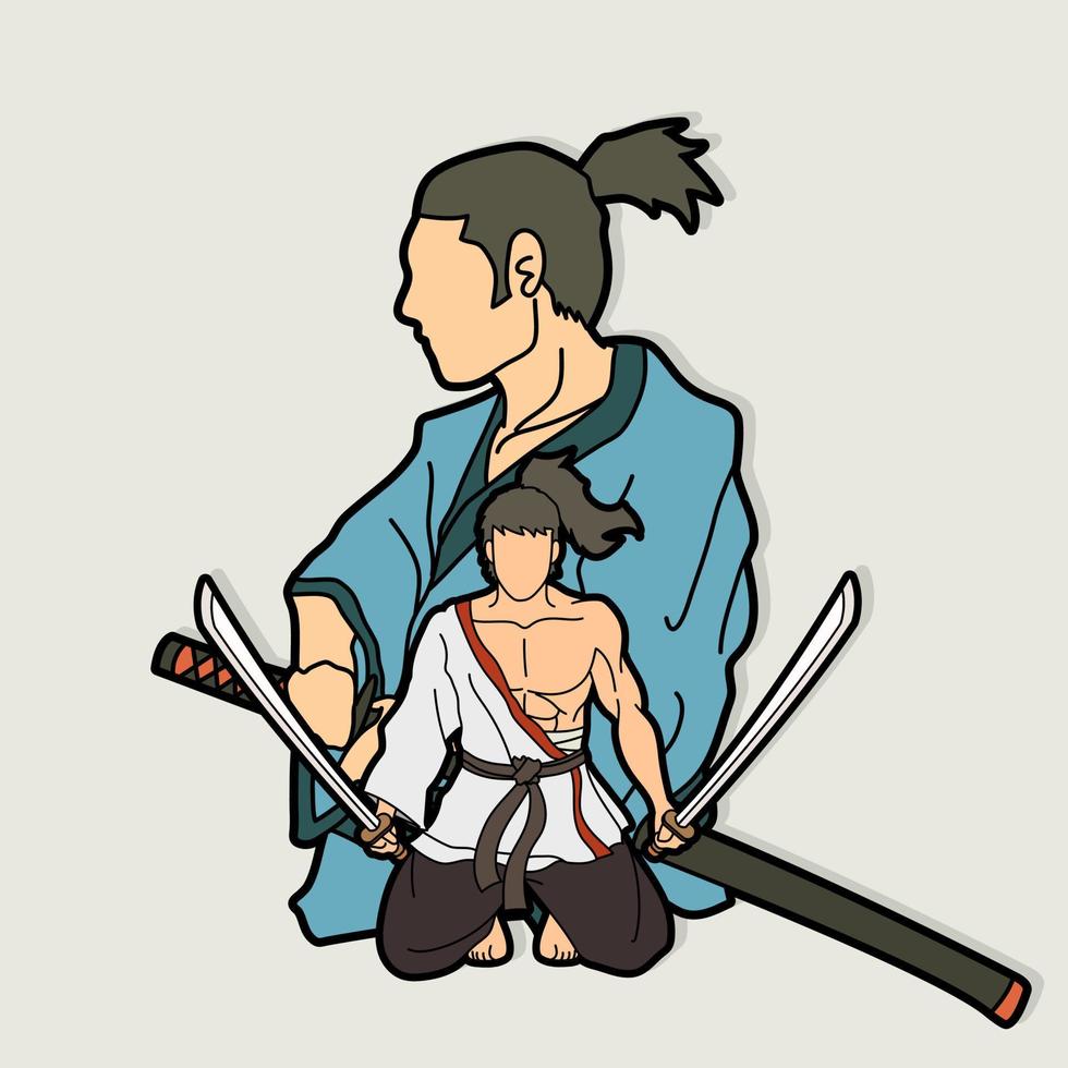 guerrero samurái o luchador japonés ronin vector