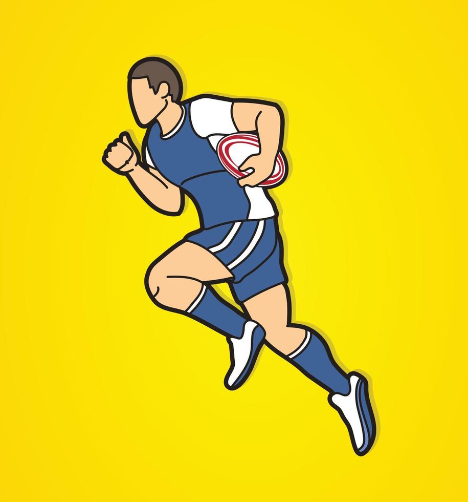 Cartoon Rugby Players Running Action vector