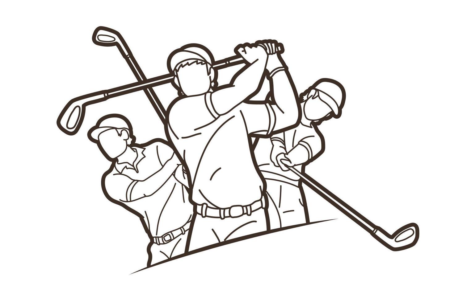 esquema grupo de golfista golf deporte jugador acción vector