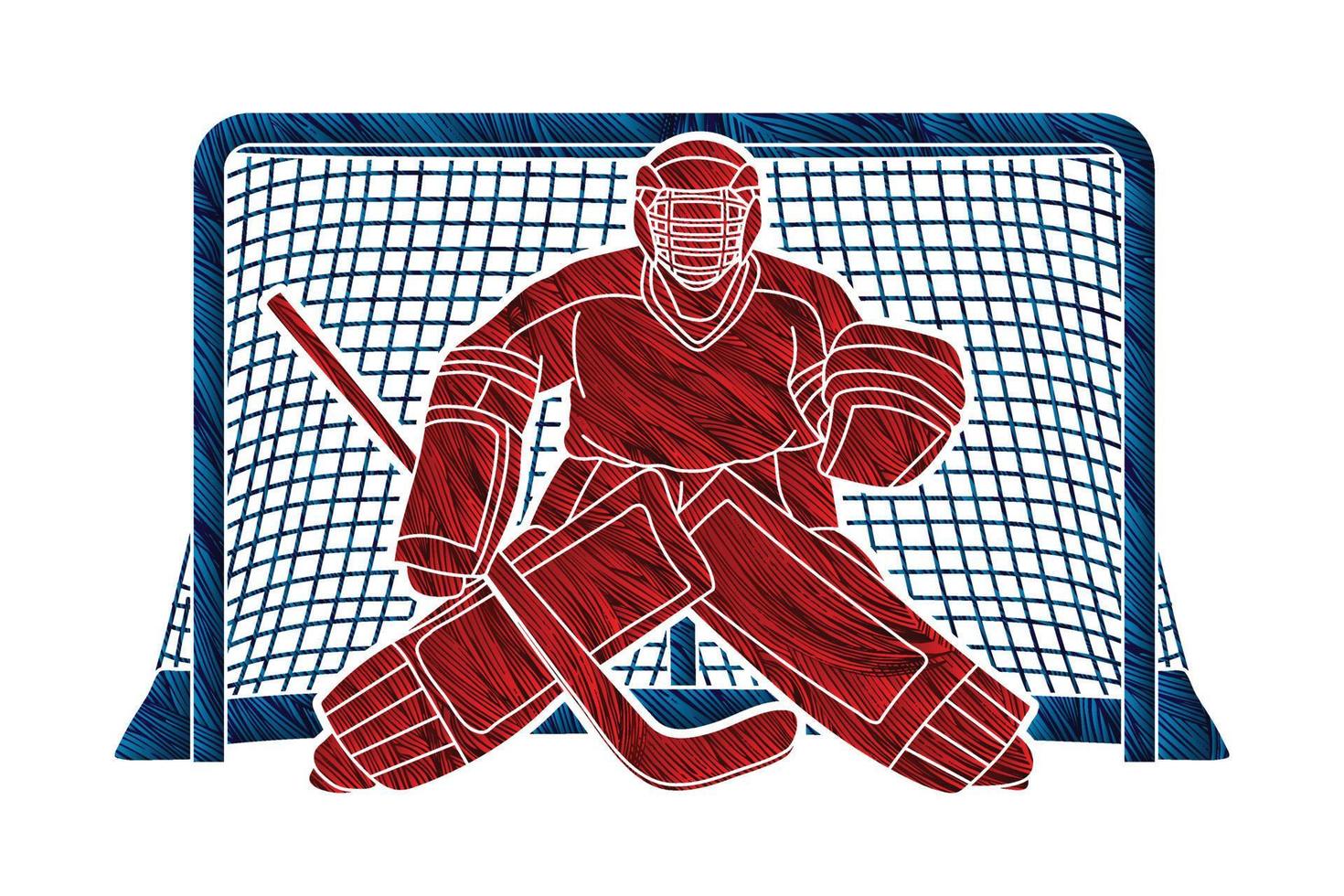 Silhouette Ice Hockey Goalkeeper Players Action vector