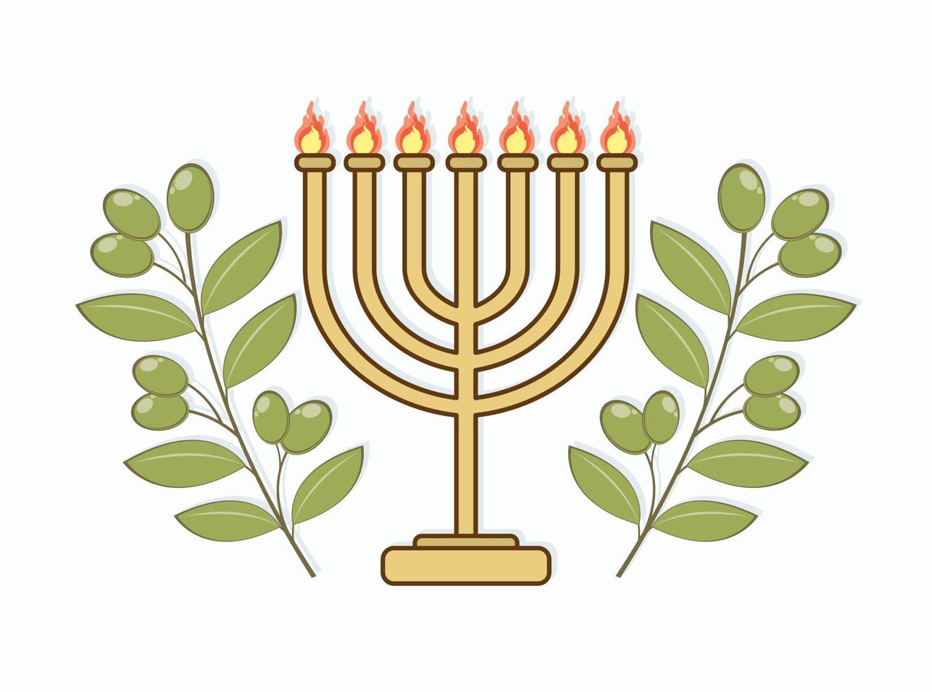 Menorah and Olives Branch vector