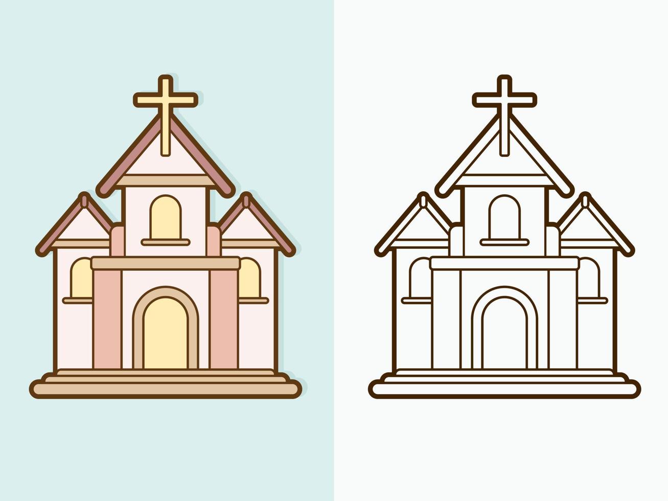 Christian Church with Cross Building vector