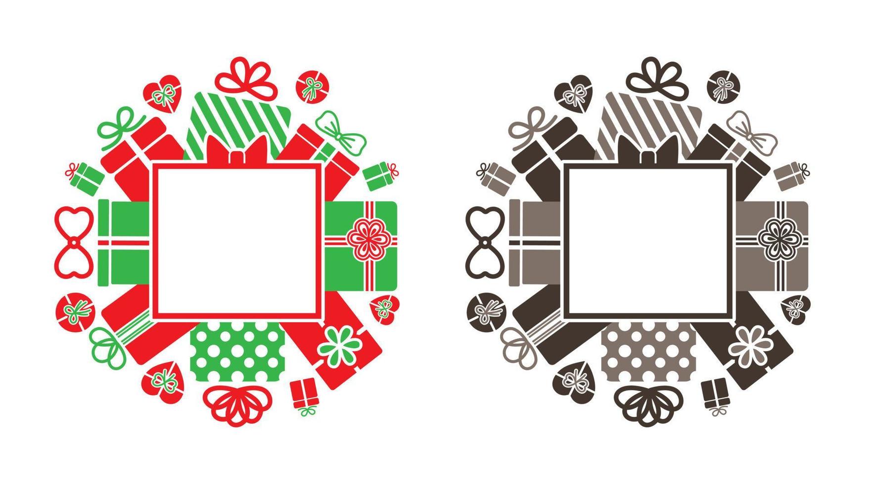 Border Frame Gift Box Set with Bow Square Shape vector