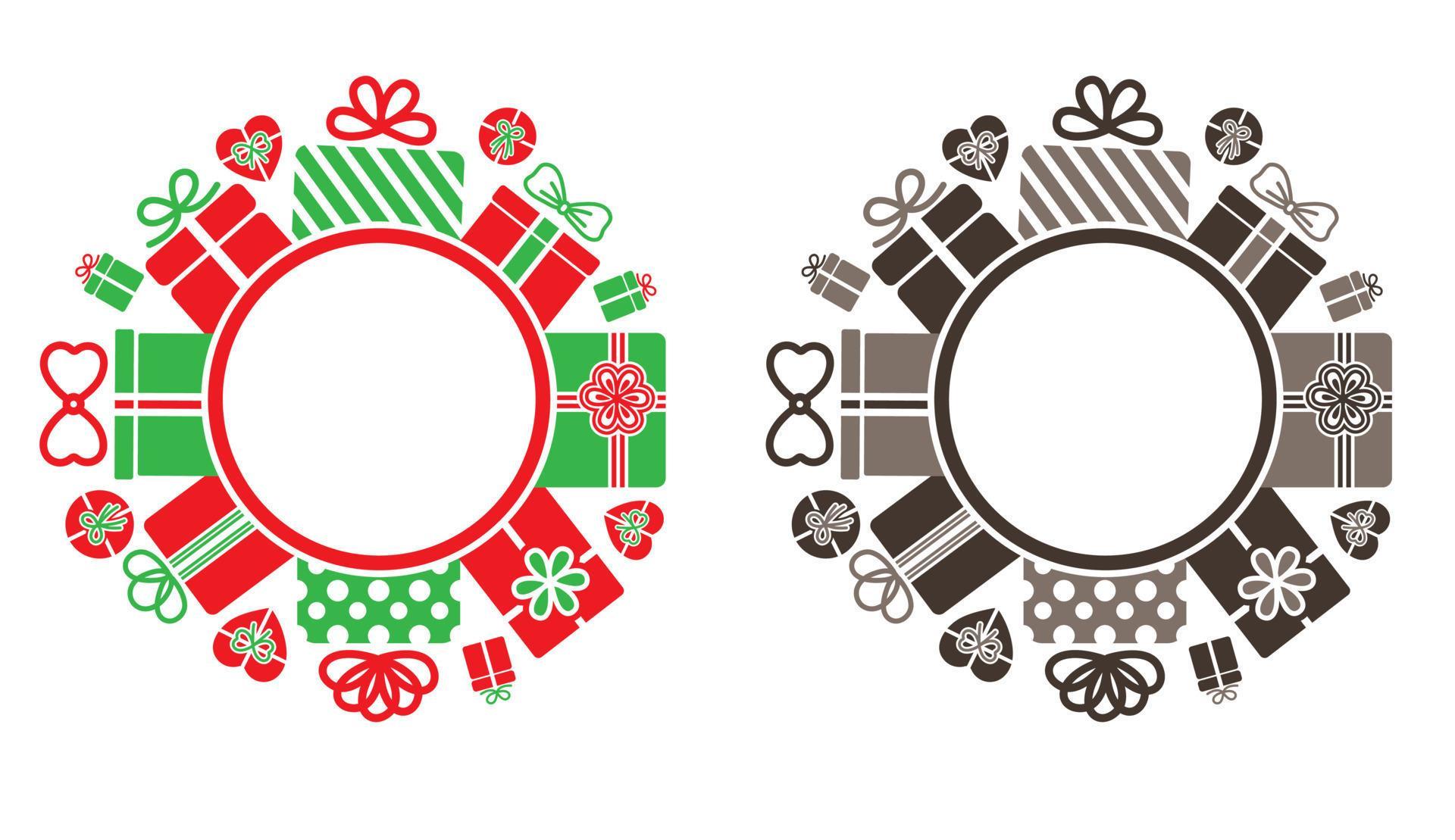 Border Frame Gift Box Set with Bow Cycle Shape 9725257 Vector Art at