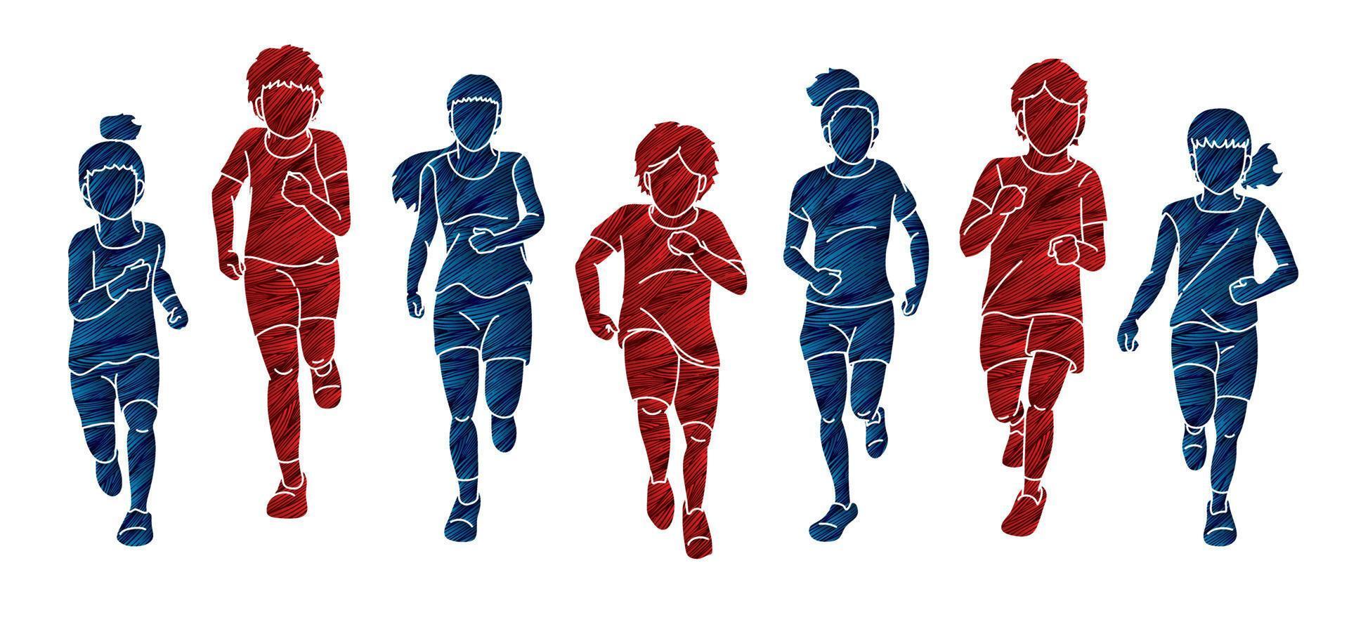 Group of Children Running Together vector