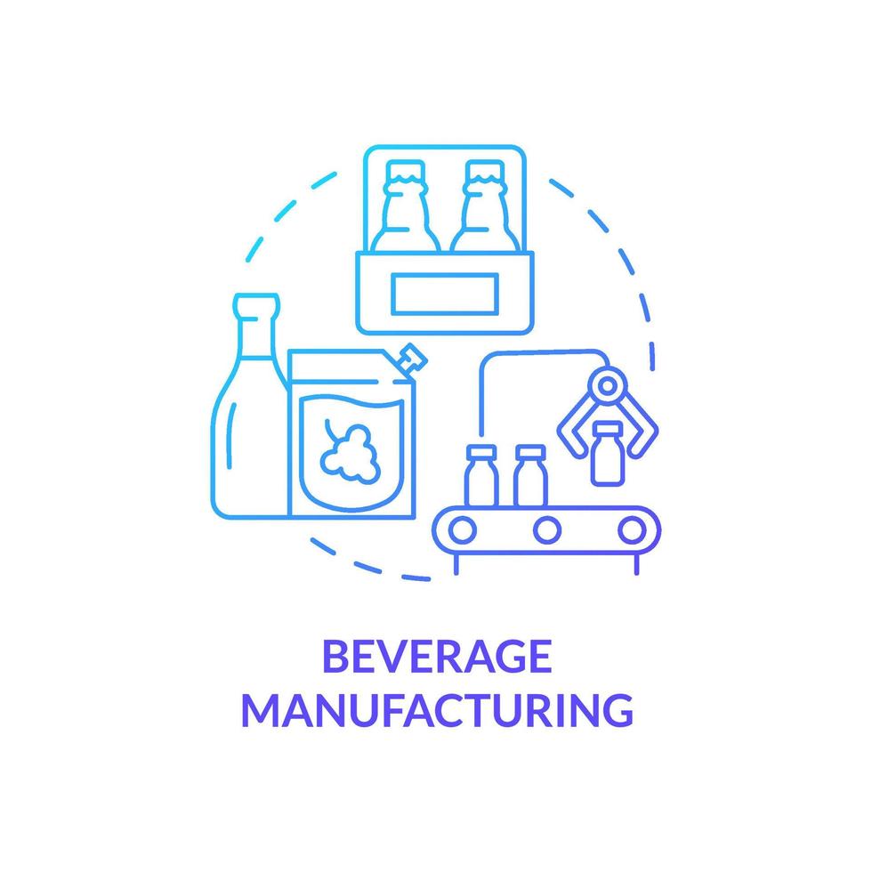 Beverage manufacturing blue gradient concept icon. Soft drinks and alcohol. Business subsector abstract idea thin line illustration. Isolated outline drawing. vector