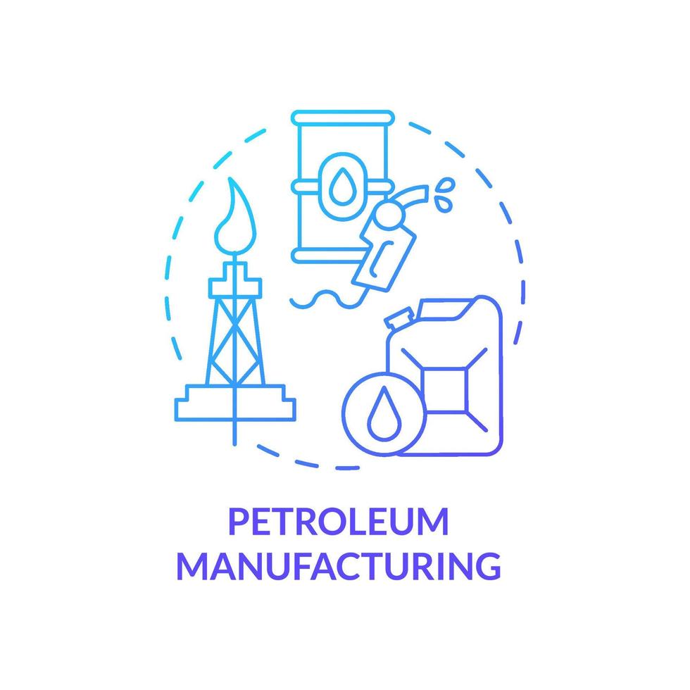 icono de concepto de gradiente azul de fabricación de petróleo. parche de aceite gasolina refinada. subsector empresarial idea abstracta ilustración de línea delgada. dibujo de contorno aislado. vector