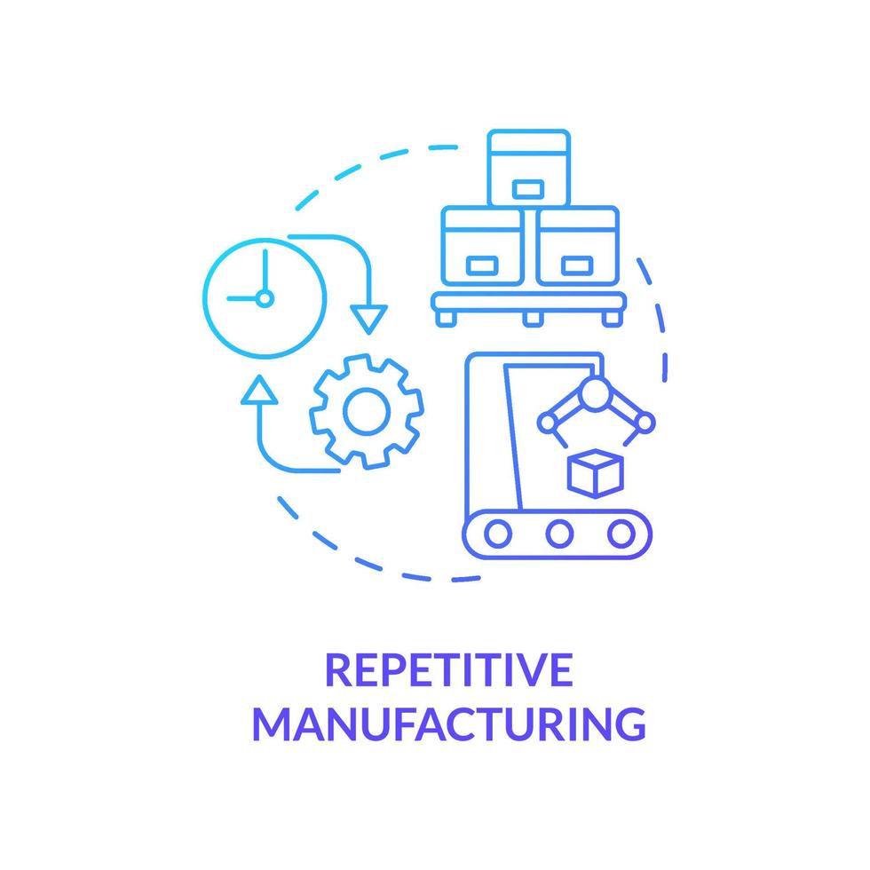 Repetitive manufacturing blue gradient concept icon. Production line ...