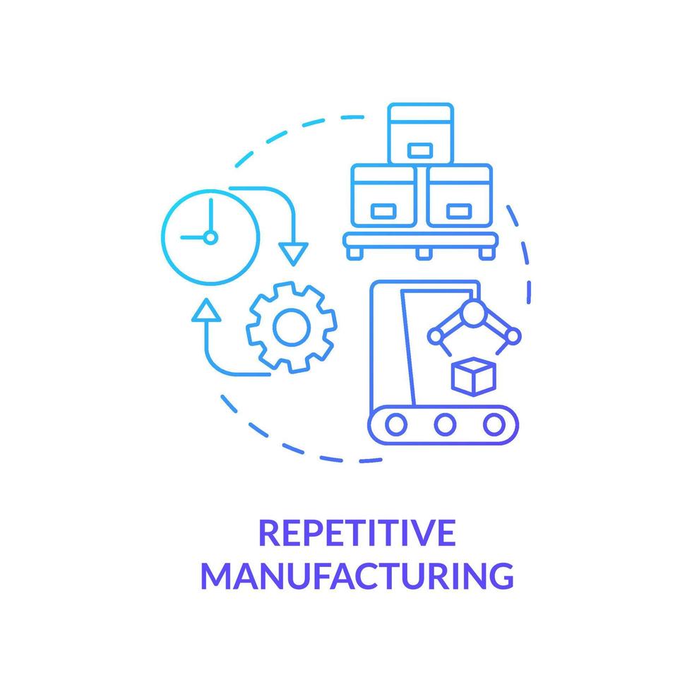 Repetitive manufacturing blue gradient concept icon. Production line. Type of manufacturing processes abstract idea thin line illustration. Isolated outline drawing. vector