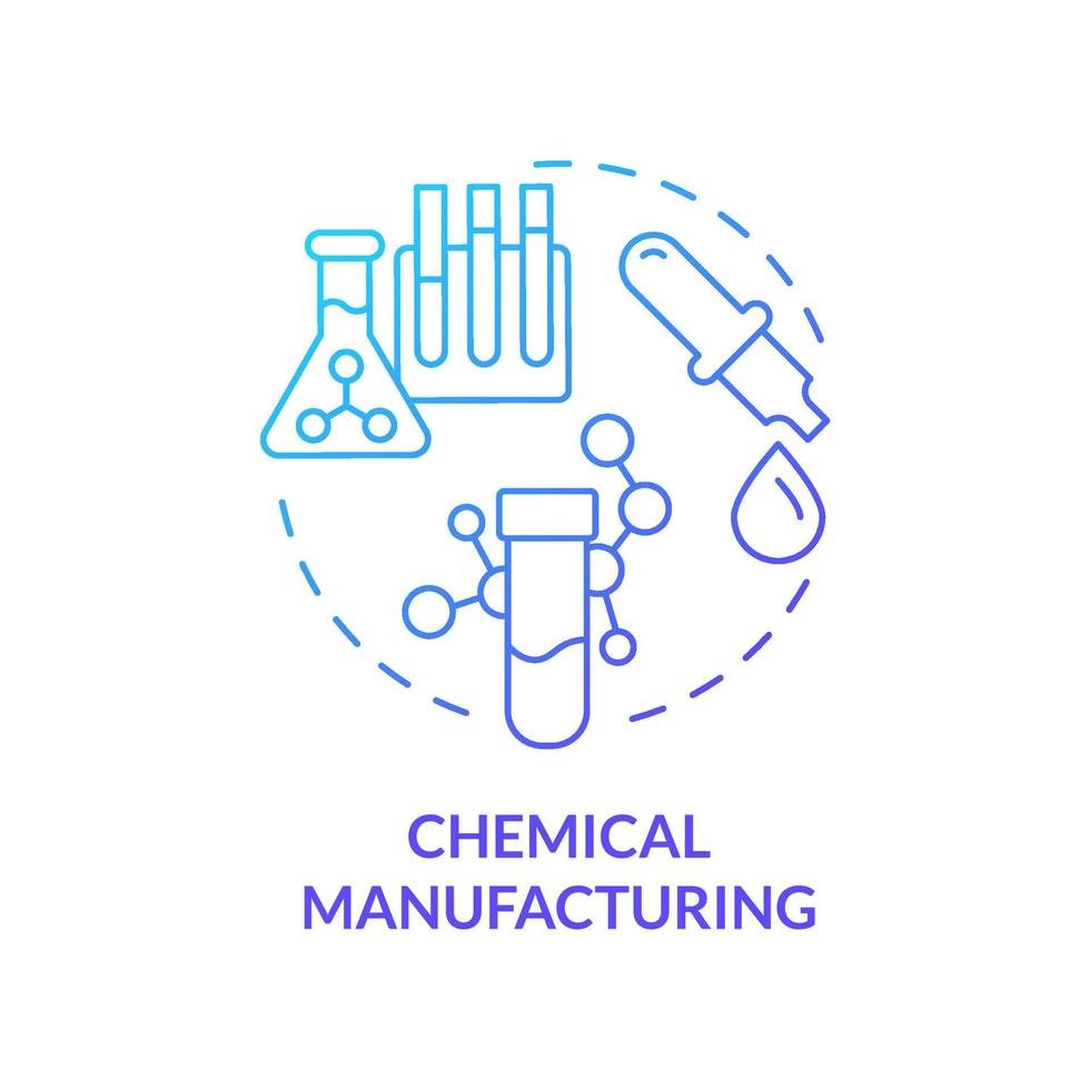 Chemical manufacturing blue gradient concept icon. Synthetic substances. Business subsector abstract idea thin line illustration. Isolated outline drawing. vector