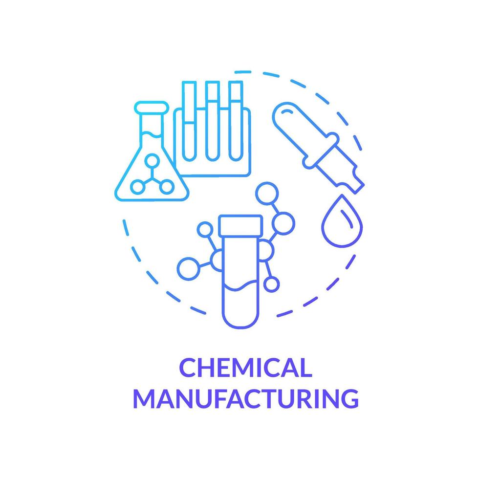 icono de concepto de gradiente azul de fabricación química. sustancias sintéticas. subsector empresarial idea abstracta ilustración de línea delgada. dibujo de contorno aislado. vector