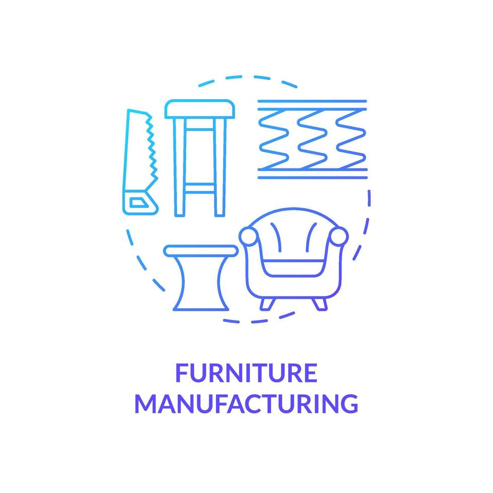 Furniture manufacturing blue gradient concept icon. Woodworking industry. Business subsector abstract idea thin line illustration. Isolated outline drawing. vector